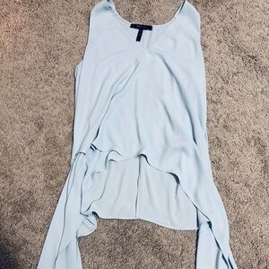 BCBGMaxAzria Soft Blue V-Neck Top with beautiful detail on the sides